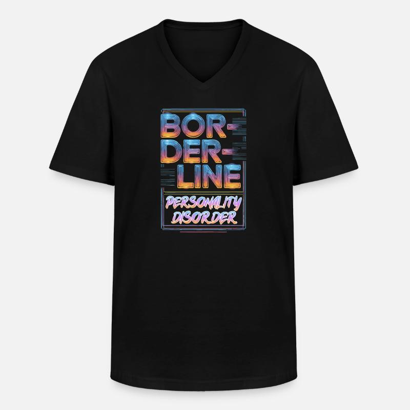 Borderline - Männer-T-Shirt mit V-Ausschnitt - Schwarz