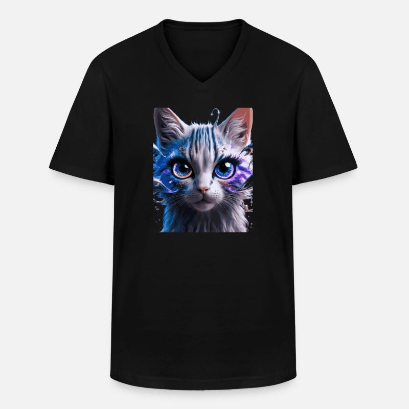 Chat de l’espace - T-shirt col V Homme - noir