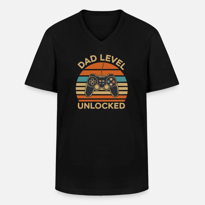 Dad level unlocked - Männer-T-Shirt mit V-Ausschnitt - Schwarz