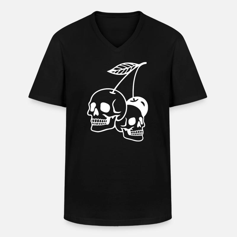Kirsche Schädel Kunst Illustration - Männer-T-Shirt mit V-Ausschnitt - Schwarz