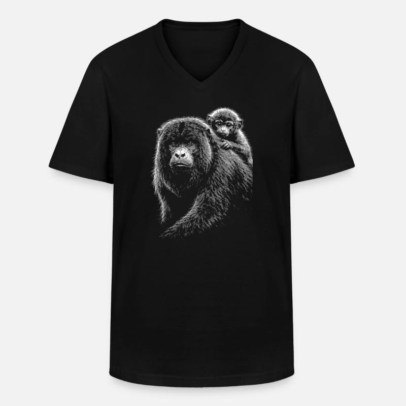 Brüllaffe - Männer-T-Shirt mit V-Ausschnitt - Schwarz