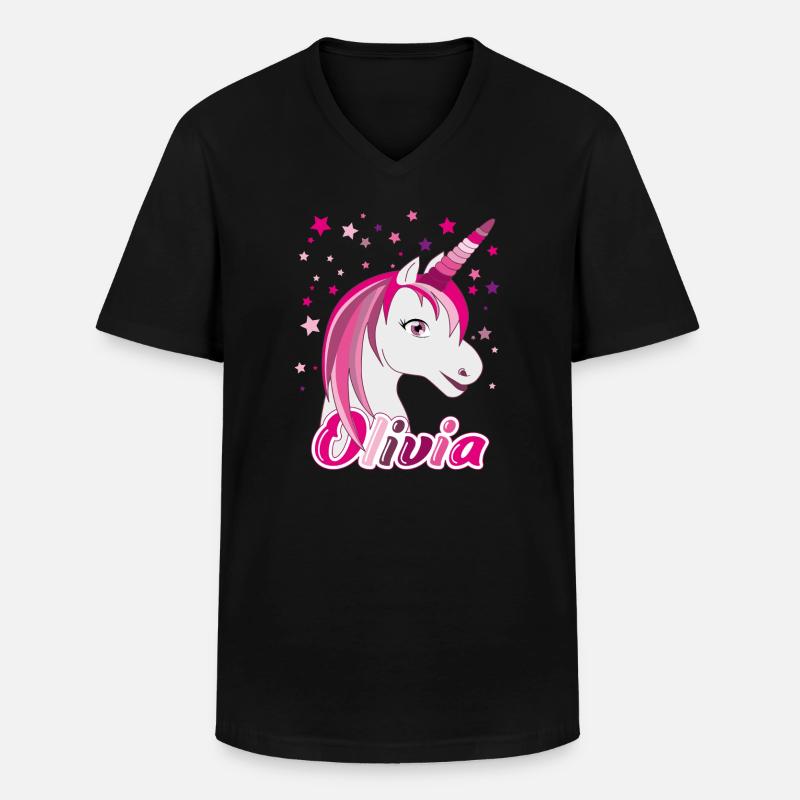 Olivia Einhorn, Mädchenname - Männer-T-Shirt mit V-Ausschnitt - Schwarz