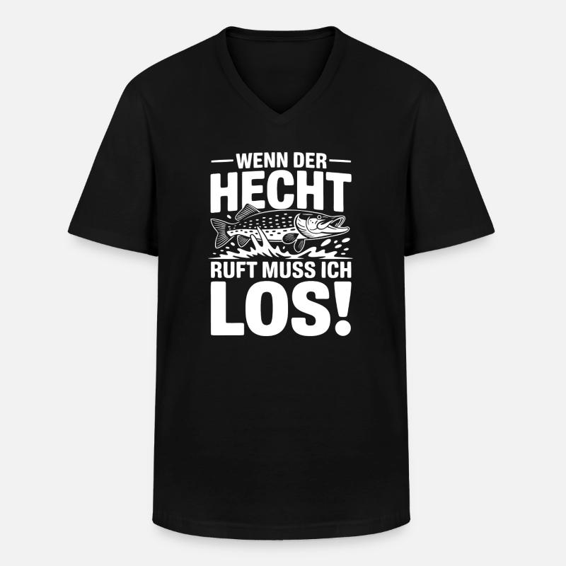 Der Hecht ruft! - Männer-T-Shirt mit V-Ausschnitt - Schwarz