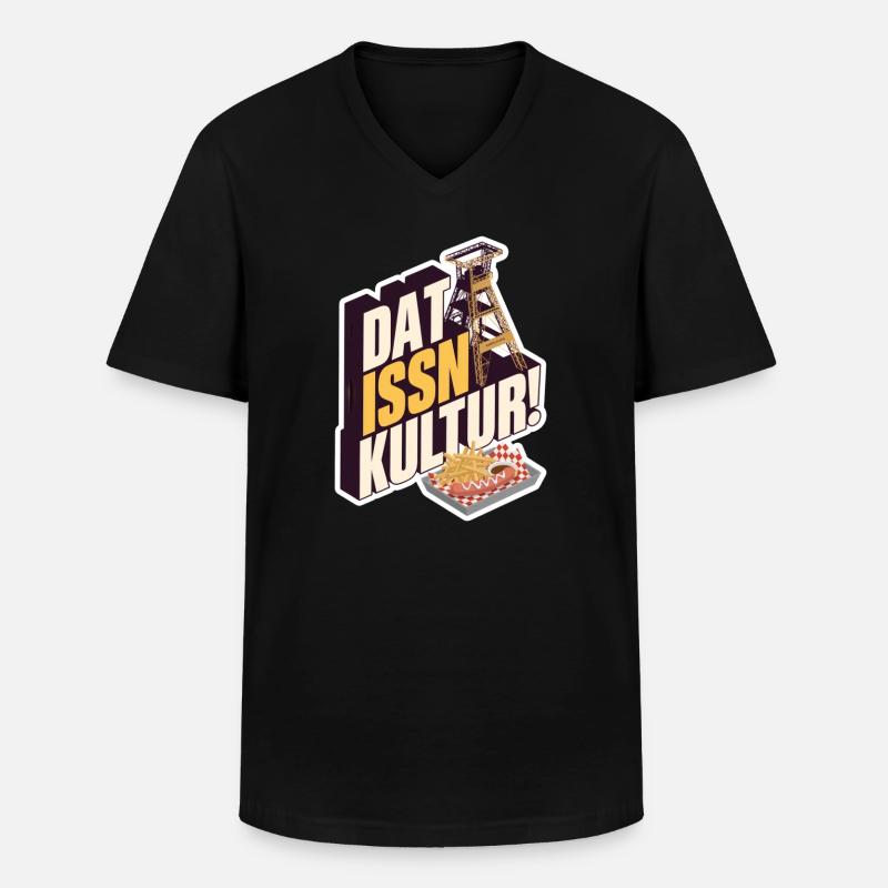 Dat Issn Kultur - Currywurst - Männer-T-Shirt mit V-Ausschnitt - Schwarz