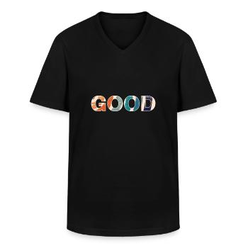 Good - Men's V-Neck T-Shirt - black - Front - AI Model Male 178 dark (178cm)