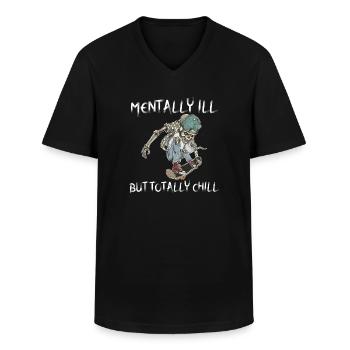 Mentall Ill But Totally Chill Skater Skateboard - Männer-T-Shirt mit V-Ausschnitt - Schwarz - Vorne - AI Model Male 178 dark (178cm)