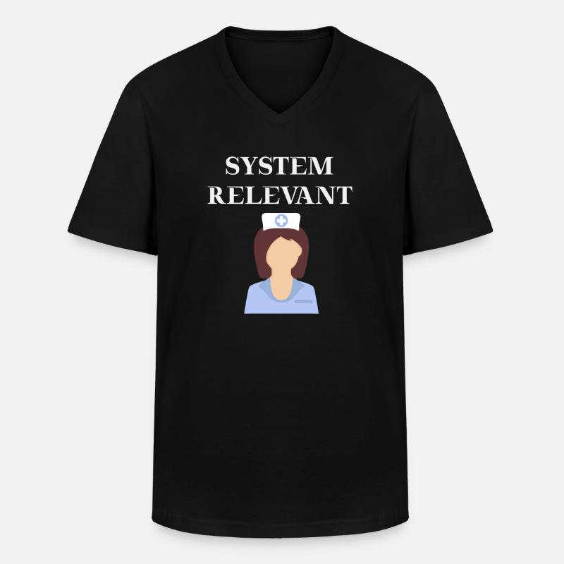 Krankenschwester Systemrelevant Geschenkidee - Männer-T-Shirt mit V-Ausschnitt - Schwarz