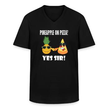 Pineapple and Pizza Buddy Ironisches Sprichwort - Männer-T-Shirt mit V-Ausschnitt - Schwarz - Vorne - AI Model Male 178 dark (178cm)
