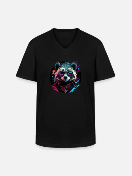Waschbär Unternehmen - Männer-T-Shirt mit V-Ausschnitt - Schwarz