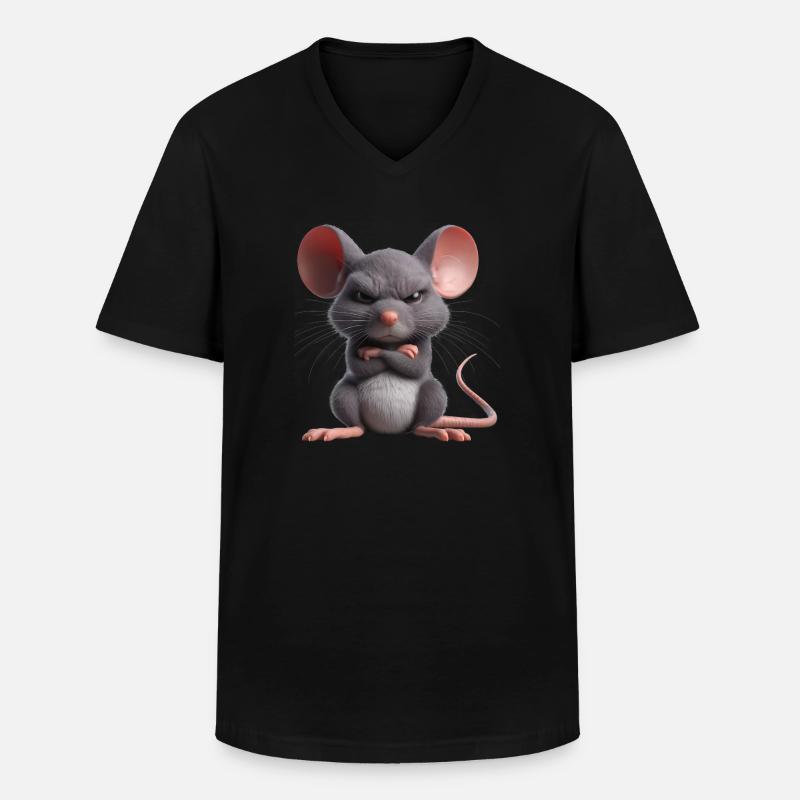 Maus grimmig 1 - Männer-T-Shirt mit V-Ausschnitt - Schwarz