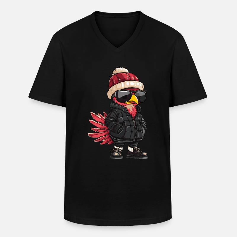 Truthahn Cool Comic - Männer-T-Shirt mit V-Ausschnitt - Schwarz