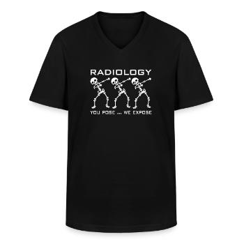 Dabbing Skulls | Tanzende Skelette | Radiologie - Männer-T-Shirt mit V-Ausschnitt - Schwarz - Vorne - AI Model Male 178 dark (178cm)