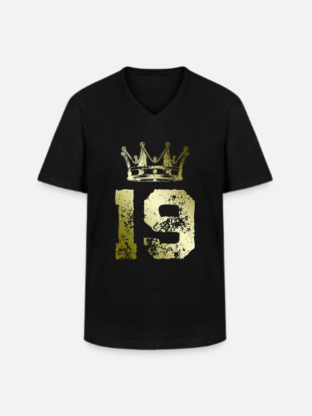 19 Couronne numérique - T-shirt col V Homme - noir