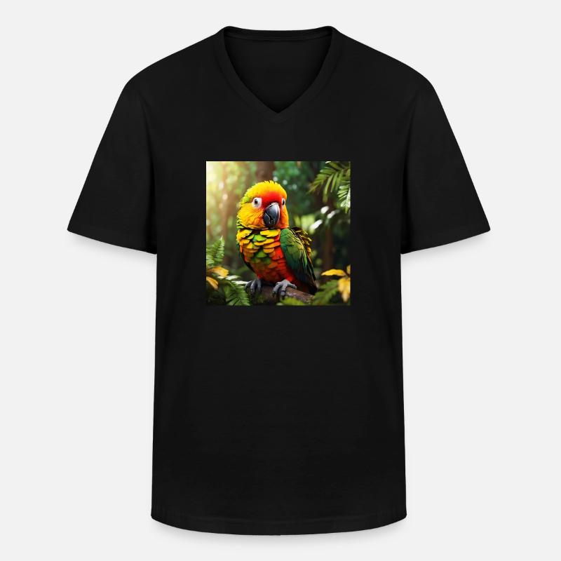 Papagei - Männer-T-Shirt mit V-Ausschnitt - Schwarz