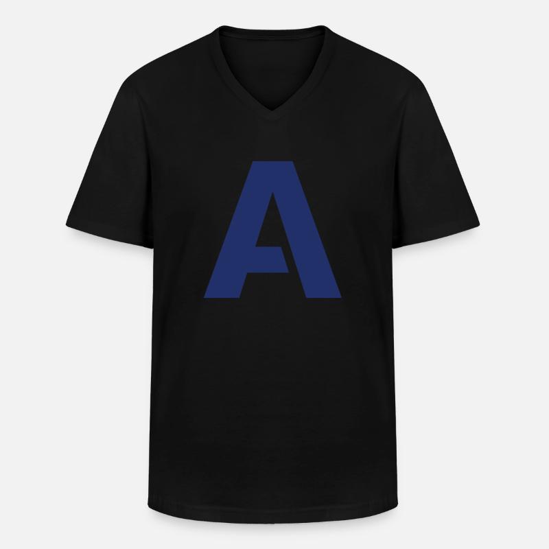 A - Männer-T-Shirt mit V-Ausschnitt - Schwarz