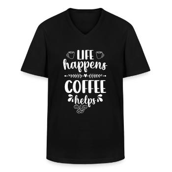Barista Cafe Barkeeper Arbeiten - Männer-T-Shirt mit V-Ausschnitt - Schwarz - Vorne - AI Model Male 178 dark (178cm)
