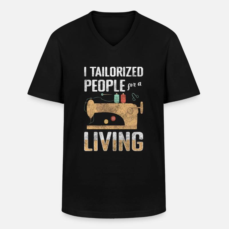 Schneiderin Schere Nähen Nähmaschine - Männer-T-Shirt mit V-Ausschnitt - Schwarz