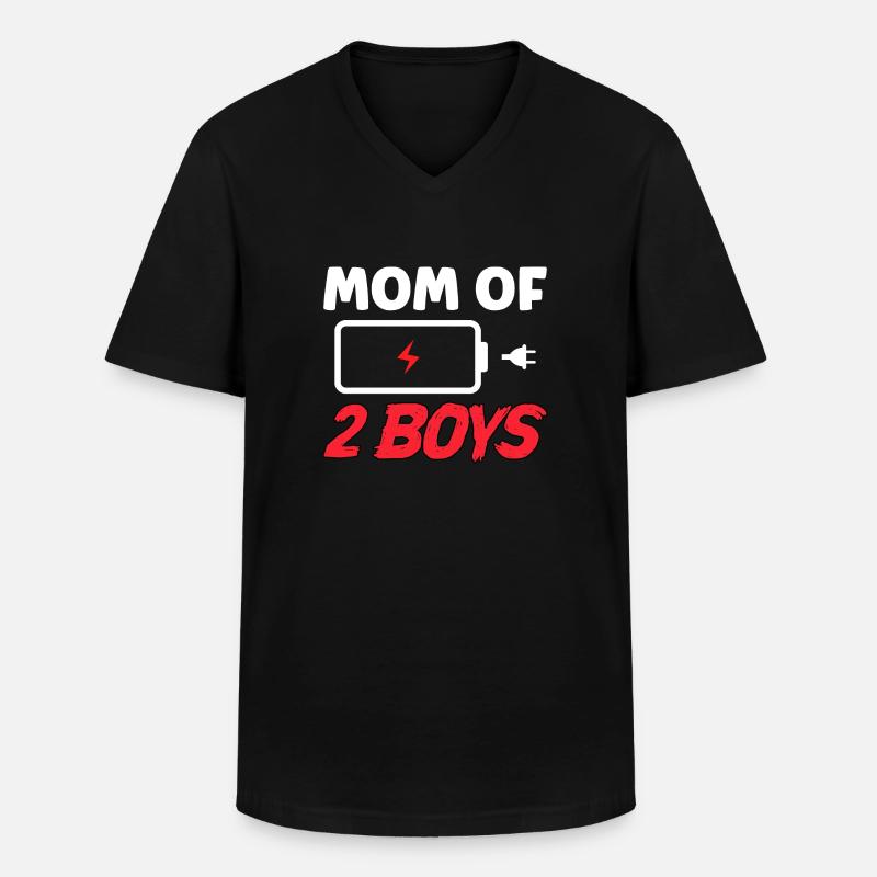 Maman de 2 garçons - T-shirt col V Homme - noir