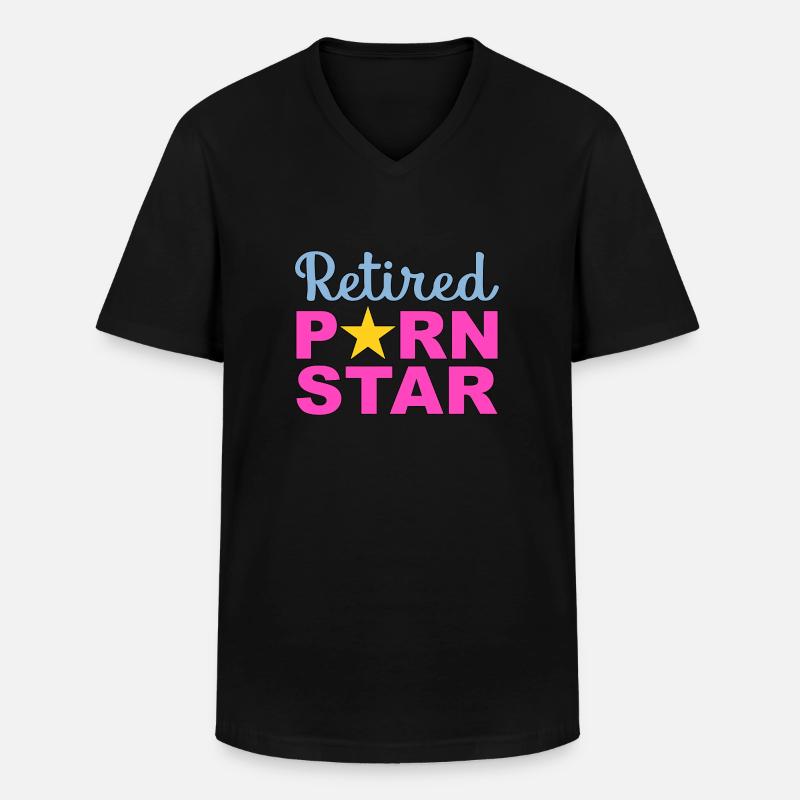 Retired Porn Star - Männer-T-Shirt mit V-Ausschnitt - Schwarz