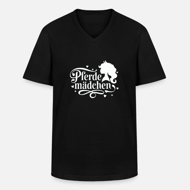 Pferdemädchen - Mädchen liebt Pferde - Männer-T-Shirt mit V-Ausschnitt - Schwarz