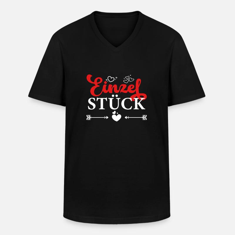 Einzelstück - Männer-T-Shirt mit V-Ausschnitt - Schwarz