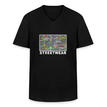 spiel streetwear autoteppich real gangster kind - Männer-T-Shirt mit V-Ausschnitt - Schwarz - Vorne - AI Model Male 178 dark (178cm)