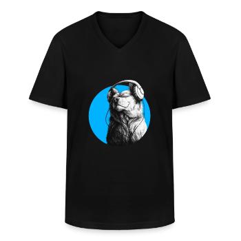 put your record on - Männer-T-Shirt mit V-Ausschnitt - Schwarz - Vorne - AI Model Male 178 dark (178cm)