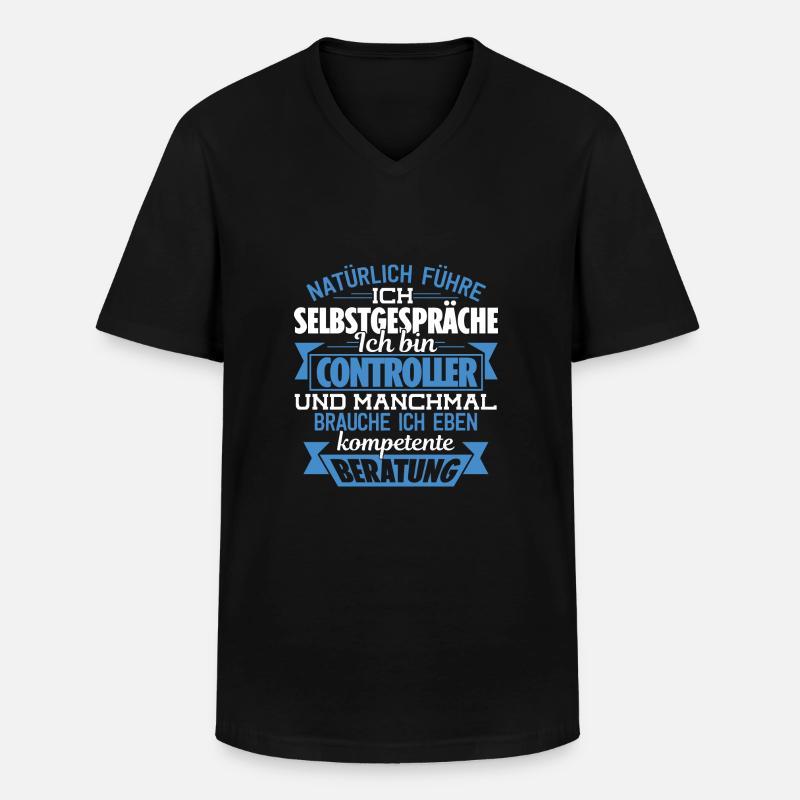 CONTROLLER - KOMPETENTE BERATUNG - Männer-T-Shirt mit V-Ausschnitt - Schwarz