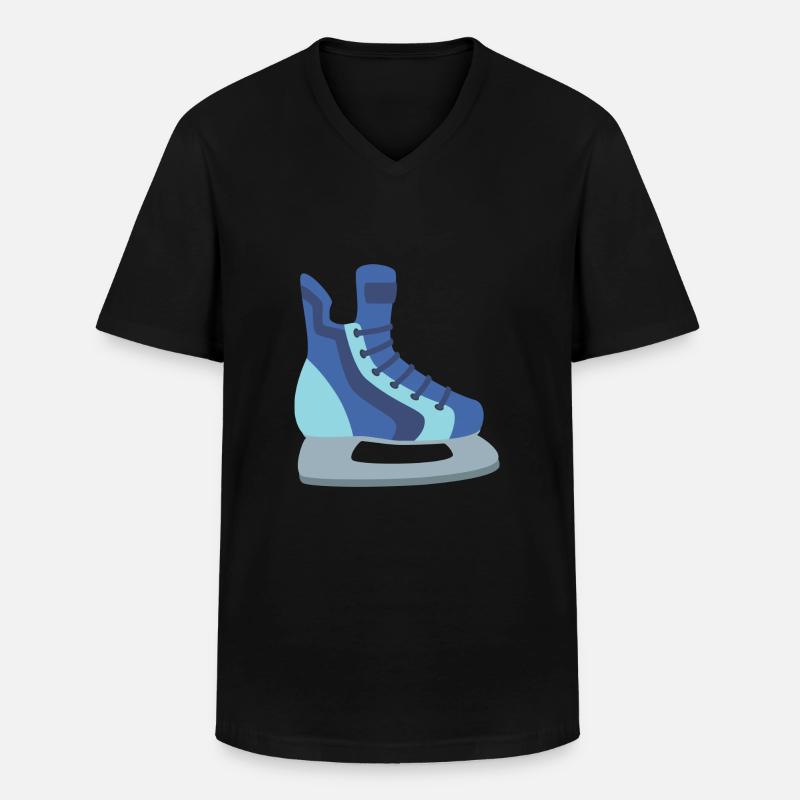 schlittschuh Eislaufen - Männer-T-Shirt mit V-Ausschnitt - Schwarz