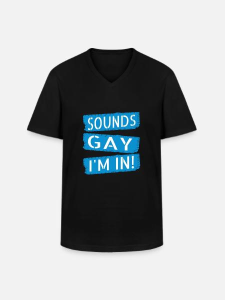 present bday funny rainbow gay gift idea joke - Men's V-Neck T-Shirt - black