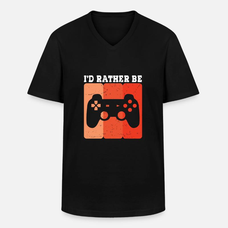 i d rather be - Männer-T-Shirt mit V-Ausschnitt - Schwarz