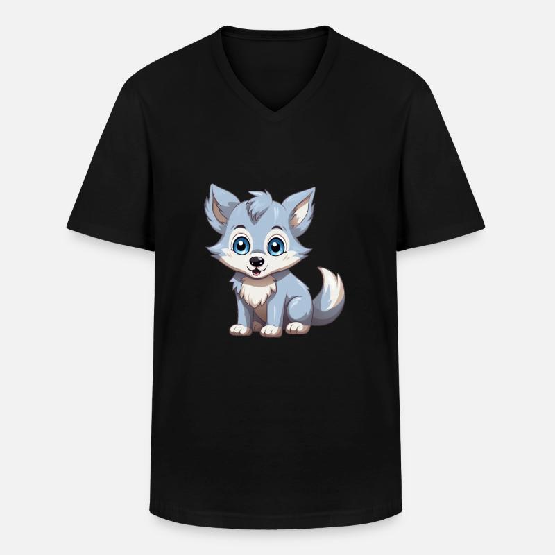 Süßes Wolfsjunges - Männer-T-Shirt mit V-Ausschnitt - Schwarz