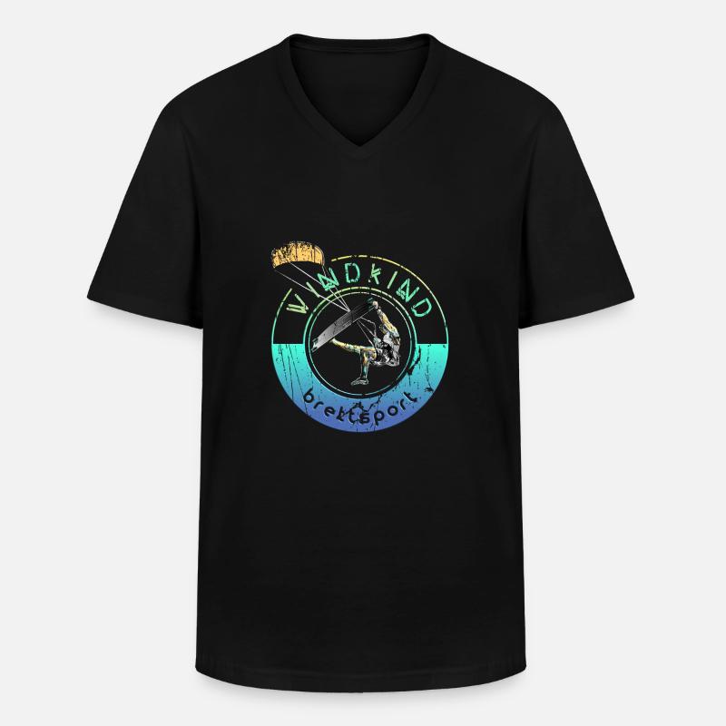 Kitesurfer Windkind 2 0 - Männer-T-Shirt mit V-Ausschnitt - Schwarz