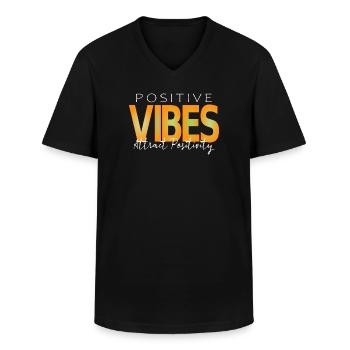 Positive Schwingungen, Positivität anziehen - Männer-T-Shirt mit V-Ausschnitt - Schwarz - Vorne - AI Model Male 178 dark (178cm)