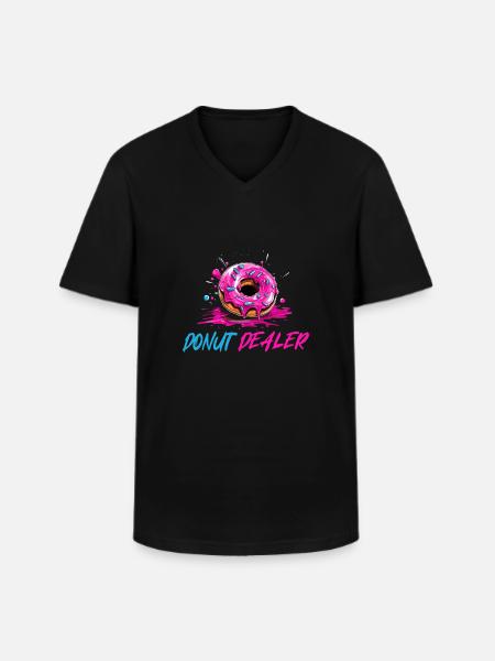 Pink Donut Dealer - Men's V-Neck T-Shirt - black