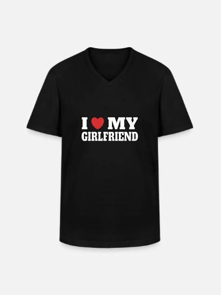 J’aime ma copine - T-shirt col V Homme - noir
