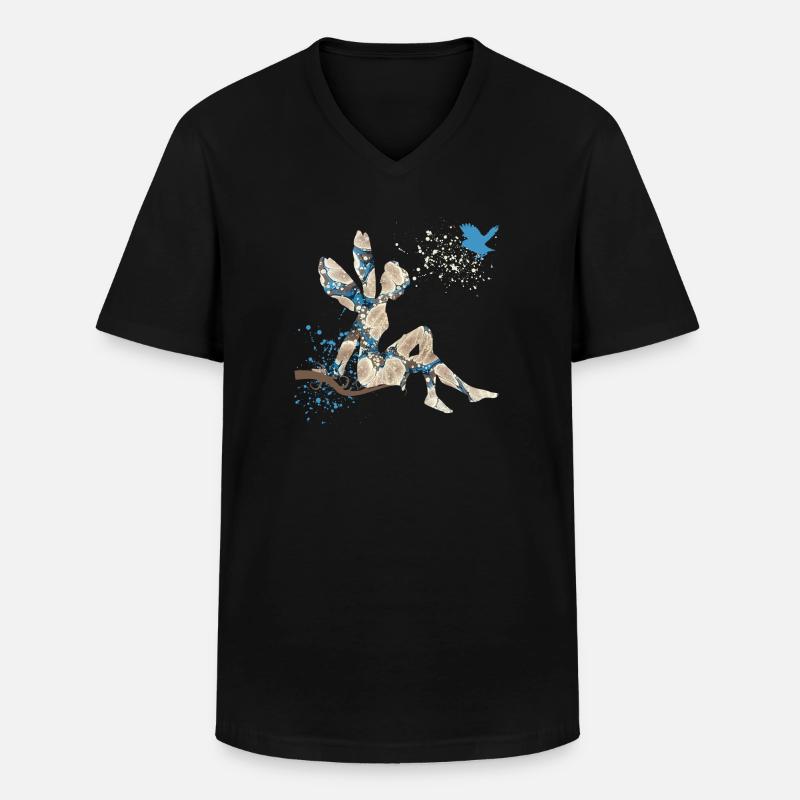 fee e 242 - Männer-T-Shirt mit V-Ausschnitt - Schwarz