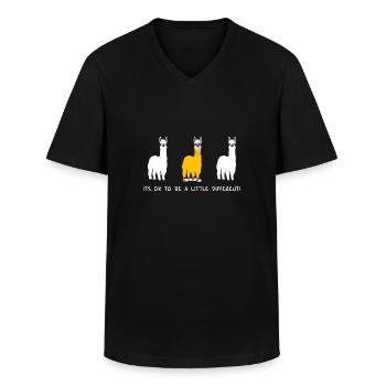 Funny llama t shirt for extrovert gift - Men's V-Neck T-Shirt - black - Front - AI Model Male 178 dark (178cm)