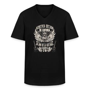 guitarristas cumpleaños vintage 1945 78 años - Men's V-Neck T-Shirt - black - Front - AI Model Male 178 dark (178cm)