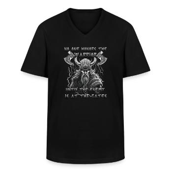 Cadeau de guerrier Valhalla pour les Fans de Viking - T-shirt col V Homme - noir - Devant - AI Model Male 178 dark (178cm)