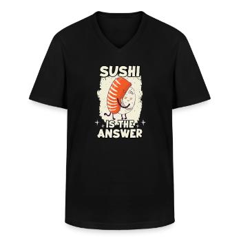lustige Sushi Ramen Nigiri Maki Anime Kanji Sushi - Männer-T-Shirt mit V-Ausschnitt - Schwarz - Vorne - AI Model Male 178 dark (178cm)