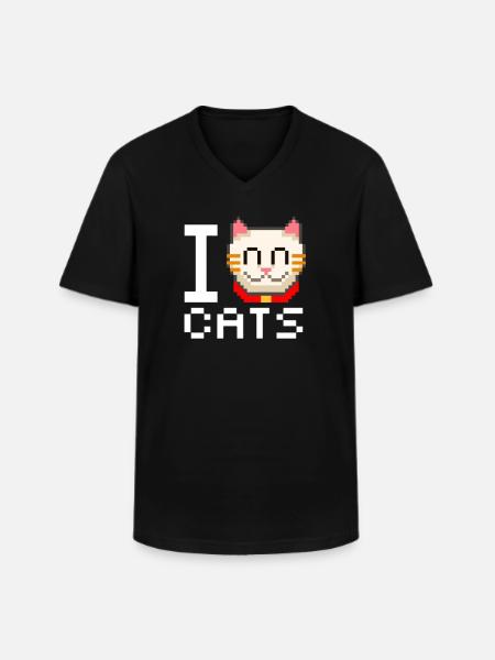 I love cats - Men's V-Neck T-Shirt - black