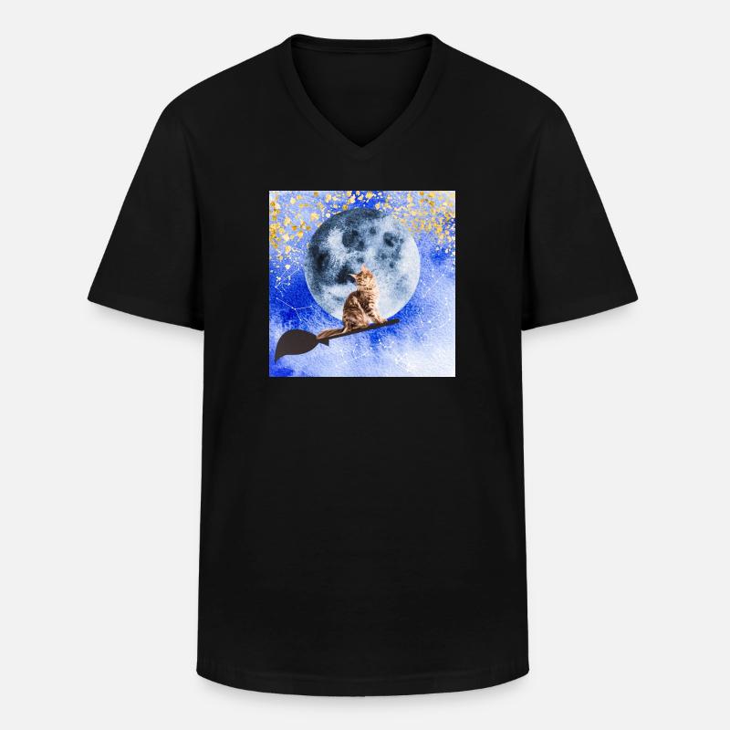 Cat wizard - Männer-T-Shirt mit V-Ausschnitt - Schwarz