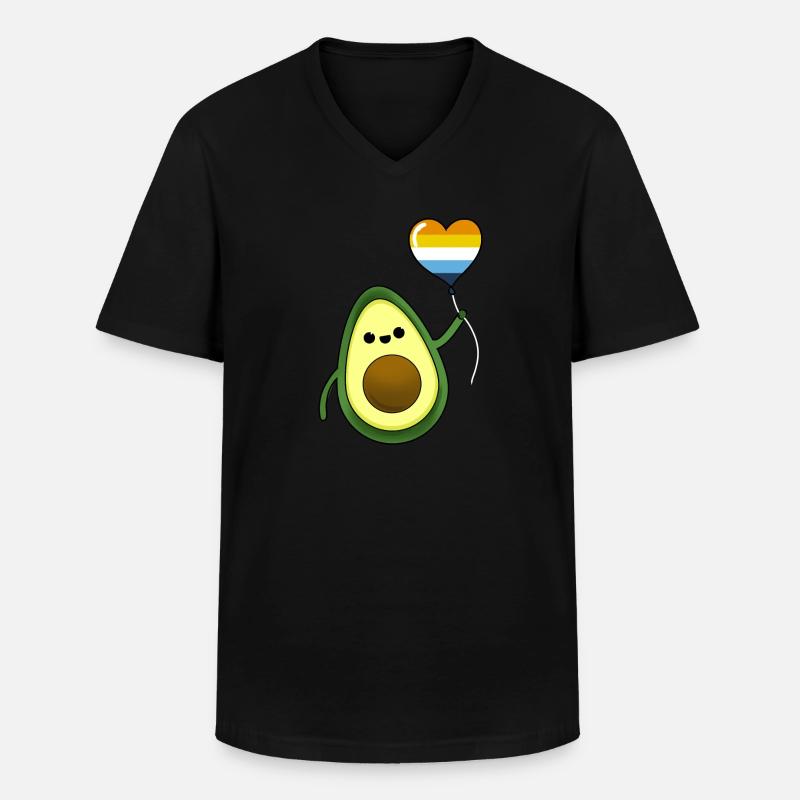 Avocado mit Aroace Pride Luftballon - Männer-T-Shirt mit V-Ausschnitt - Schwarz