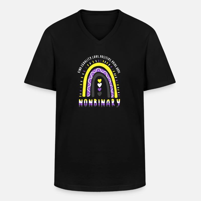 Nonbinary Boho Regenbogen - Männer-T-Shirt mit V-Ausschnitt - Schwarz