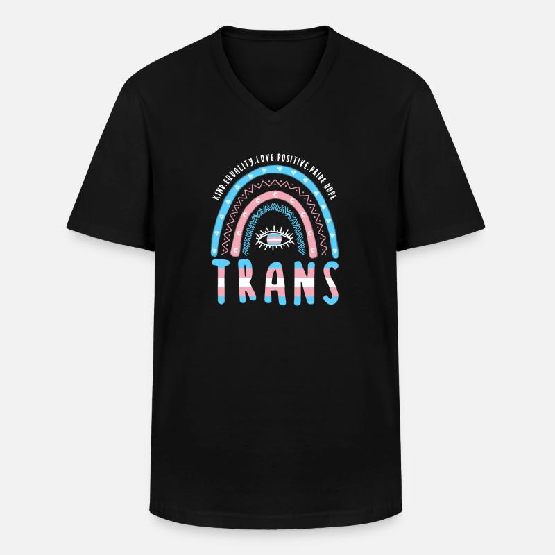Transgender Boho Regenbogen Trans - Männer-T-Shirt mit V-Ausschnitt - Schwarz