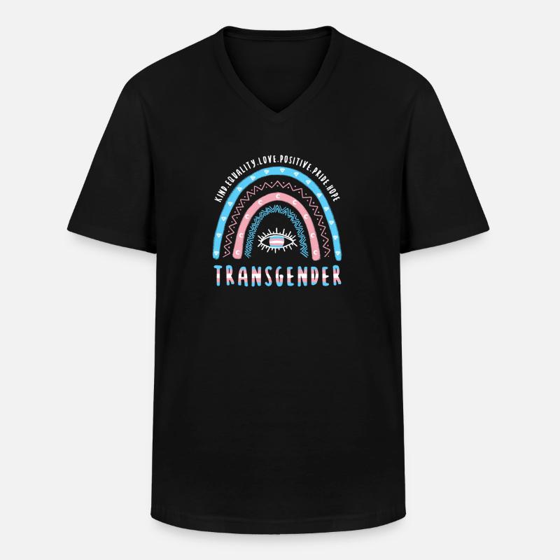 Boho Regenbogen Transgender - Männer-T-Shirt mit V-Ausschnitt - Schwarz