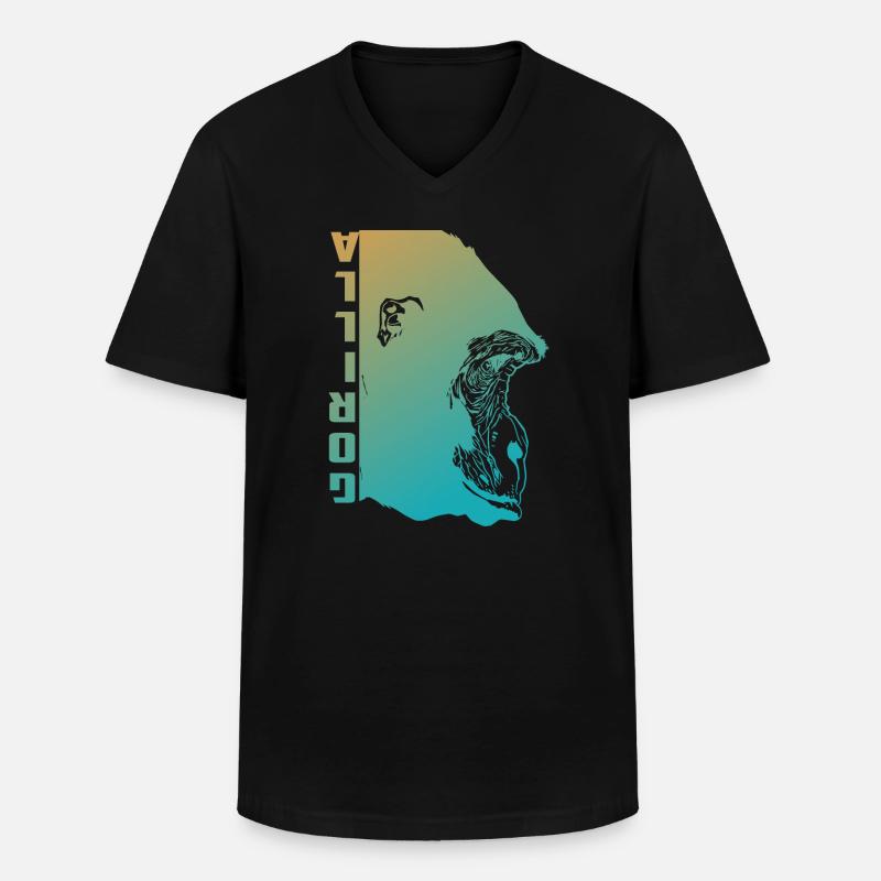 Gorilla Gesicht - Männer-T-Shirt mit V-Ausschnitt - Schwarz