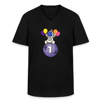 1 Jahre alt Weltraum Geburtstag 1. Geburtstag - Männer-T-Shirt mit V-Ausschnitt - Schwarz - Vorne - AI Model Male 178 dark (178cm)