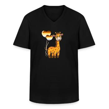 Giraffe Herzballon Gay Bear Pride - Männer-T-Shirt mit V-Ausschnitt - Schwarz - Vorne - AI Model Male 178 dark (178cm)